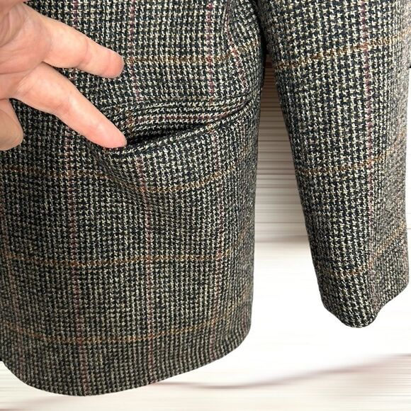 Vintage Mens Austin Grey Wool Sport Coat Houndstooth Black Tan Two Button 42R - Picture 7 of 12